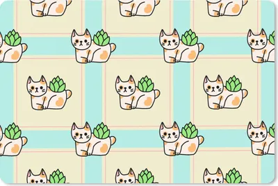 Produktbild von MuchoWow® Mauspad Mousepad Katzen - Pflanzen - Pastell - Kind - Muster 27x18 cm - Mousepads - Maus Mat - Pad - Mausunterlage - Büroartikel - Desk Matten