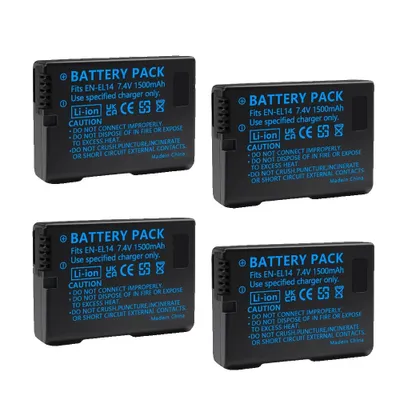 Produktbild von EN-EL14 Akku-Pack, 1500mAh Kapazität, kompatibel mit Nikon Kameras ,4 Stück Batterie