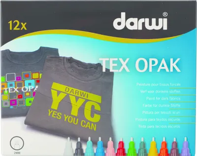 Zdjęcie produktu dla Darwi Tex Fabric Opak Marker Set Zestaw markerów tekstylnych 12 x 6 ml