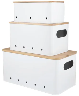 Produktbild von Set von 3 Kartoffelaufbewahrungsboxen mit Bambusdeckel
