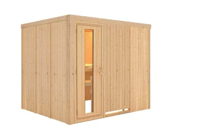 Produktbild von Karibu Sauna Innensauna Gobin Fronteinstieg ohne Zubehör 245x210x202 cm mit Dachkranz mit Graphittür