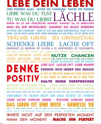 Produktbild von Empireposter 702654, 1 Stück(e), Informativ, Motivational, Lebe Dein Leben Bunt, Rechteck, Junge/Mädchen