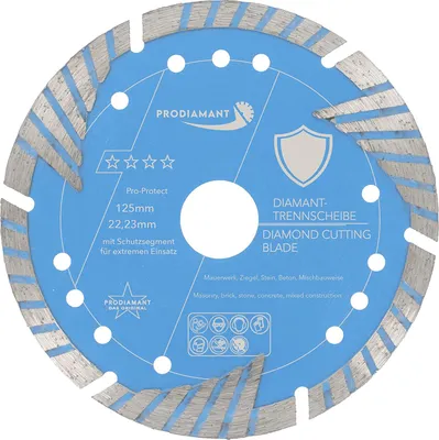Produktbild von PRODIAMANT Diamanttrennscheibe 135mm mit Schutzsegmenten für universellen