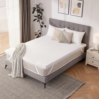 Produktbild von WENTA Matratzentopper 160x200cm, H2 weich Topper Gel Memory Schaum, 5 cm hoch, Rutschfest, Ergonomisch für Boxspringbett, Schlafsofa, Wohnwage
