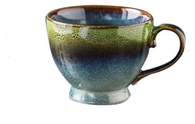 Produktbild von Kaffeetasse 400ml Steingut Vintage Grün mit Henkel