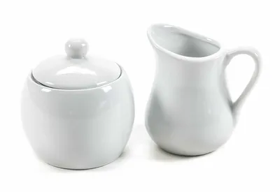 Immagine prodotto di Zuccheriera con coperchio + lattiera in Vetroceramica, design semplice e intramontabile, set da 2 pezzi