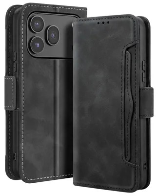 Image de Avizar, Étui portefeuille pour Honor 600 / 600 Pro, design vintage, support vidéo, noir