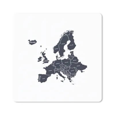 Produktbild von MuchoWow® Mauspad Mousepad Karten - Europa - Schwarz - Weiß 30x30 cm - Mousepads - Maus Mat - Pad - Mausunterlage - Gaming