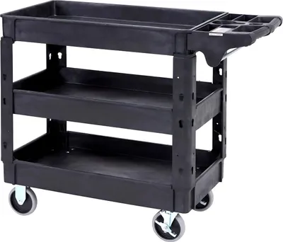 Zdjęcie produktu dla Wózek roboczy na kółkach - Wózek narzędziowy - Wózek serwisowy - 3 półki - Nośność 249 kg