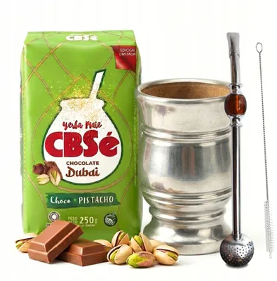 Immagine prodotto di Set per Yerba Mate CBSe: Cioccolato al Dubai + Matero in legno di Palo Santo e bombilla