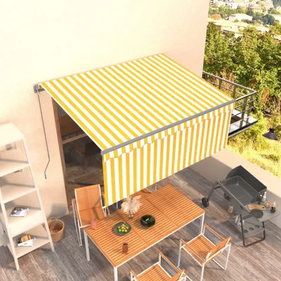 Produktbild von CLORIS Markise Manuell Einziehbar mit Rollo 3,5x2,5 m Gelb & Weiß 3069398
