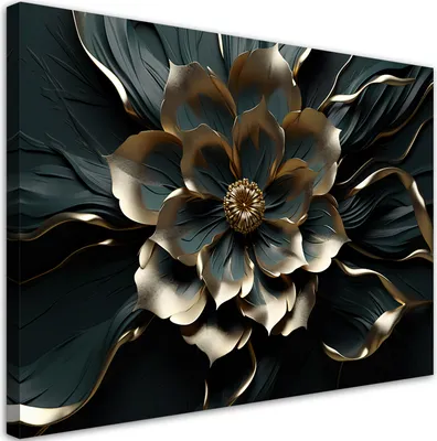 Produktbild von Leinwandbild 3D Goldene Blume Glamour 120x80 Feeby Schwarz bild für die wand bereit zum aufhängen