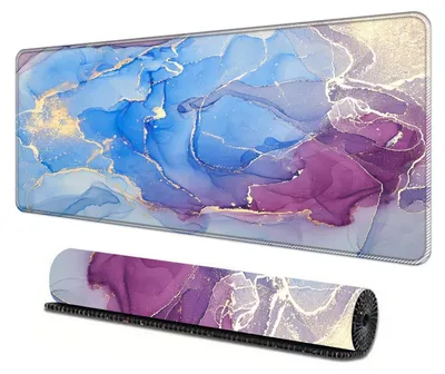 Immagine prodotto di Tappetino per mouse da gaming, dimensioni XXL (800 x 300 mm), design effetto marmo, antiscivolo, bordi cuciti