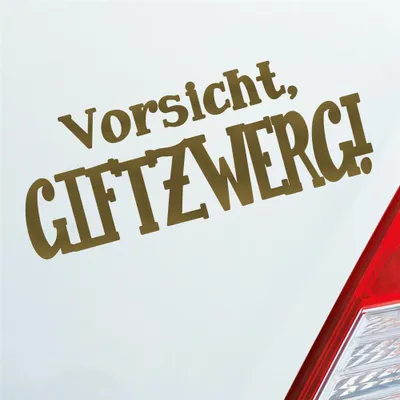 Produktbild von Auto Aufkleber Vorsicht Giftzwerg Zwerg Gift JDM 15x6 cm Gold Sticker Heckscheibenaufkleber