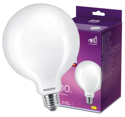 Zdjęcie produktu dla Philips Żarówka żarnikowa matowa 100 W G120 E27, 10,5 W, 100 W, E27, 1521 lm, 15000 h, Zimne białe