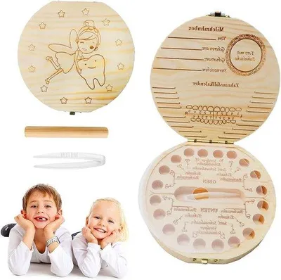 Image de Boîte en bois pour dents de lait - Boîte en bois pour conserver les dents de lait