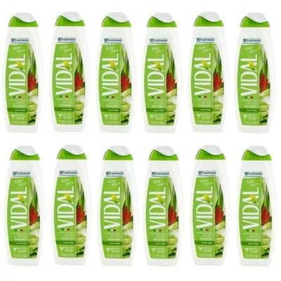 Produktbild von Vidal Aloe Vera Duschbad 500ml, Aloe Vera Duschgel 12x 500 ml