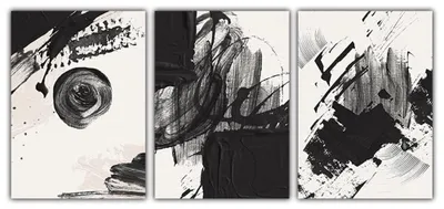Image de Ensemble de 3 tableaux abstraits sur toile, dimensions 60x80 cm