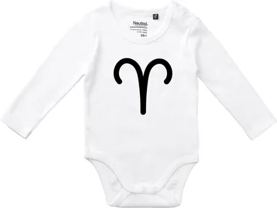 Produktbild von Huuraa Baby Body Widder Sternzeichen Zeichen 80 White  Baumwolle Fairtrade Langarmbody Geschenkidee