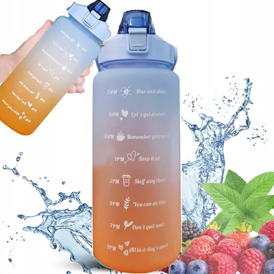PLTB Trinkflasche, 2 l, mit Strohhalm, Tragegriff und Motivationsskala