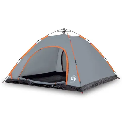 Image de vidaXL Tente de camping 5 personnes Gris et orange Quick Release