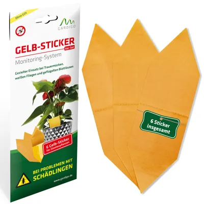 Produktbild von Gardigo Gelbsticker - 6er Set Gelbtafeln | Blattläuse bekämpfen Trauermücken bekämpfen | Geruchsneutraler Klebstoff | Einfache Anwendung | Trauermücken und Blattlausbekämpfung