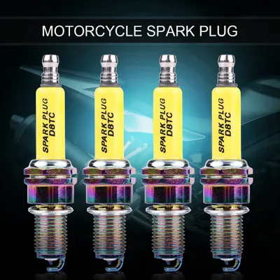Immagine prodotto di 4 candele D8TC - adatte per moto, scooter, ATV e moto da cross, ad alte prestazioni