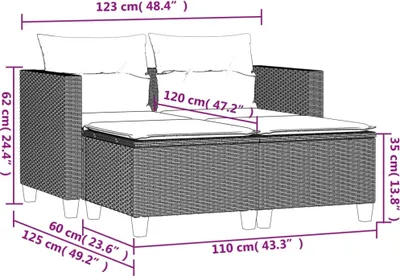 Zdjęcie produktu dla VidaXL 365790, 2 siedz., Kremowy, 110 kg, 1220 mm, 650 mm, 620 mm
