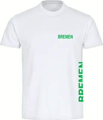 Produktbild von multifanshop Herren T-Shirt - Bremen - Brust & Seite, weiß, Größe 4XL
