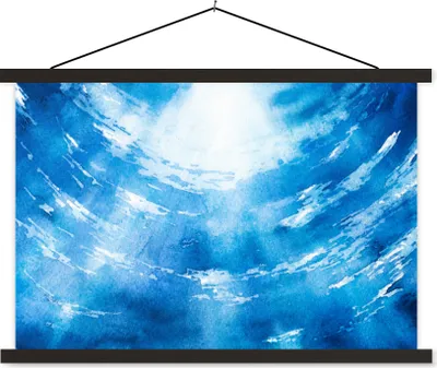 Produktbild von MuchoWow® Textilposter Wasser - Meer - Sonne 60x40 cm mit schwarzem Rahmen - Hölzernes