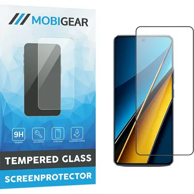 Produktbild von Mobigear Premium Displayschutzfolie für POCO X6, gehärtetes Glas, Displayschutz – kompatibel mit Hüllen – Schwarz
