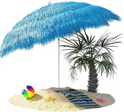 Productafbeelding van Strandparasol Hawaii - Balkonparasol Tuinparasol - Zonwering Buiten - Kantelbaar Hoogte Verstelbaar - 160 cm - Blauw