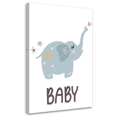 Produktbild von Leinwandbild elefant für kinder boho 60x90 cm Feeby blau wandbild bereit zum aufhängen