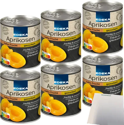 Produktbild von Edeka Aprikosen halbe Frucht gezuckert 6er Pack (6x820g Dose) + usy Block