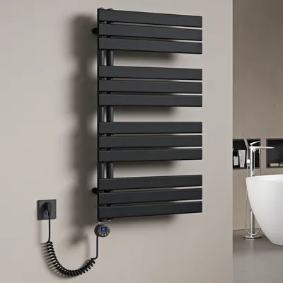 Produktbild von Mai & Mai Badheizkörper Elektrisch 104x60 cm in Anthrazit Seitenanschluss Handtuchheizkörper Handtuchhalter Handtuchwärmer Badheizung mit Heizstab 800W
