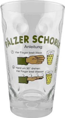 Produktbild von Pfälzer Schorle Anleitung Dubbeglas 0,5 L - mit Aufdruck Pälzer Schorle