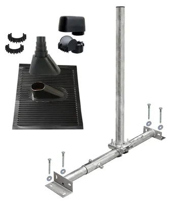 Produktbild von PremiumX X100-48F Dachsparrenmasthalter feuerverzinkt ALU-Ziegel Set schwarz