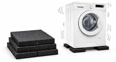 Image de Lot de 4 patins anti-vibration pour lave-linge et sèche-linge, 9 x 9 x 1,5 cm, en caoutchouc