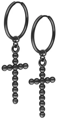 Produktbild von Wildcat Ohrringe - Bubble Cross Hoops Pairs - Schwarz - Chirurgenstahl 316L - wasserfest, langlebig, hautverträglich, Schwarz