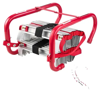 Produktbild von VEVOR Feuerleiter, 2-Stock 4m ausziehbare Notfeuerleiter, leichte Aluminiumlegierung Sicherheitsfluchtleitern mit robustem Polyesterband, rutschfeste Sprossen & breite Stufen, 453KG max. Belastung, 25 ft
