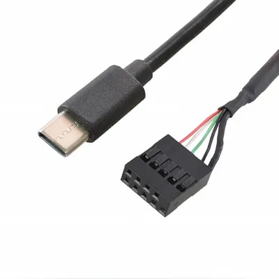 Produktbild von F23 9-Pin Header auf USB Typ-C Kabel 50 cm – Mainboard Frontpanel Adapter 9p Buchse zu Typ-C Stecker