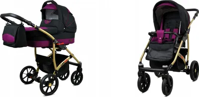 Produktbild von BabyLux® Largo | 2in1 Kinderwagen Set | Black Purple | Kombikinderwagen | Kinderwagenset | Buggy