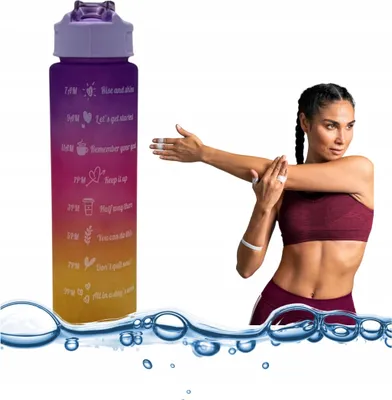 Image de Bouteille d'eau motivante 1 L avec graduation et fermeture étanche