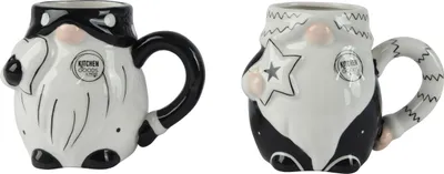 Produktbild von Tasse Wichtel Keramik mit Griff 11,5cm Schwarz / Weiß 1 Stück sortiert