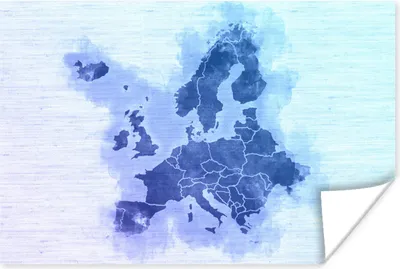 Produktbild von MuchoWow® Poster Europa - Karte - Blau 30x20 cm - Plakate - Print