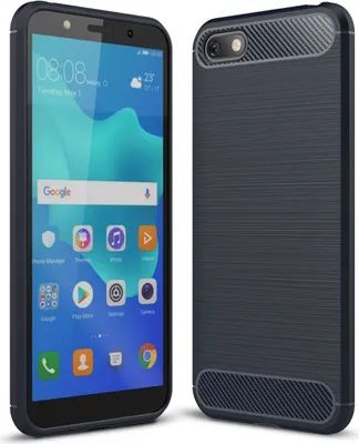 Produktbild von Schutzhülle Handyhülle für Huawei Honor 7s Case Cover Carbon Optik Blau