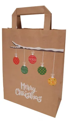 Produktbild von 250x Papiertragetaschen aus Kraftpapier 220+100x280mm mit Weihnachtszweig braun 250