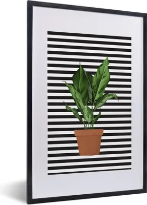 Produktbild von MuchoWow® MuchoWow® Gerahmtes Poster Pflanzen - Blumentopf - Weiß - Schwarz 40x60 cm - Poster mit zchwarzem Bilderrahmen - Poster in Rahmen