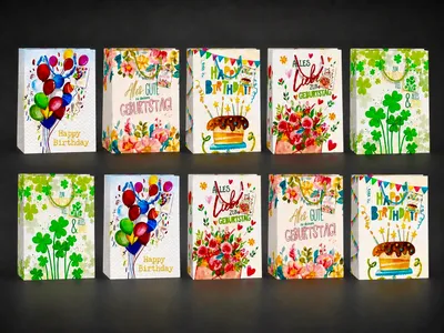 Produktbild von 10 Geschenktaschen Geburtstag Geschenktüten Groß Large / A4-Format 32 cm x 26 cm x 12 cm Geschenkverpackung