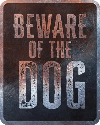 Produktbild von D&D Warnschild Square " of the Dog" Englisch rostig